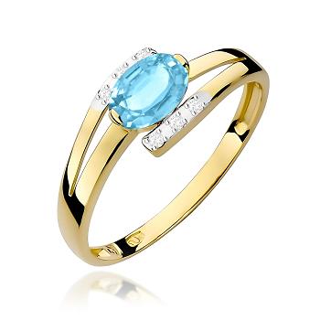 Pierścionek zaręczynowy z brylantami i topazem 0.05