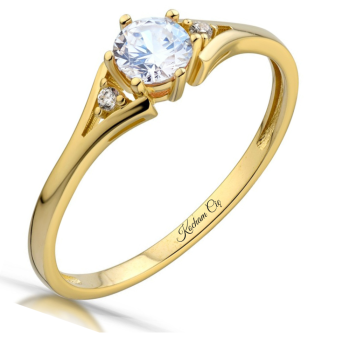 Pierścionek zaręczynowy złoty z białą cyrkonią