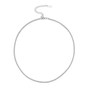 Naszyjnik tennis stal szlachetna srebrny z białymi kamieniami FUGJDN201695