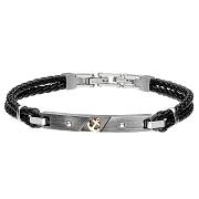 Bransoletka męska stal szlachetna skórzana z kotwicą BA824