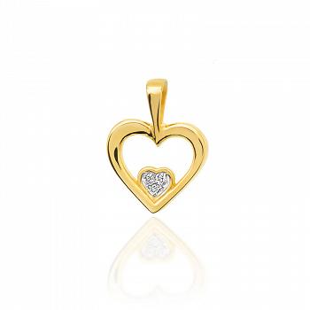 Zawieszka złota serce z cyrkoniami FUG6-25-Z00192-2