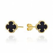 Kolczyki złote czarna koniczyna 12mm FUG7-25-K01523-2