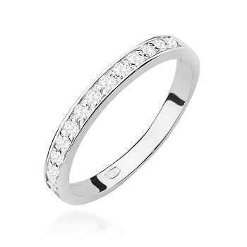 Pierścionek obrączka z białego złota z diamentami laboratoryjnymi 0.20ct