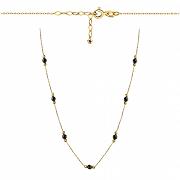 Naszyjnik złote diamentowane kulki i czarne kamienie przy zapięciu FUG3-16-N00425-2