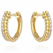 Kolczyki złote kółka z cyrkoniami i złotymi kulkami FUG7-25-K00770-2