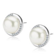 Złote kolczyki z brylantami i perłami 3633WP