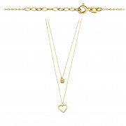 Naszyjnik złoty celebrytka kulka i serce na podwójnym łańcuszku FUG3-21-CN00267-2