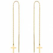 Kolczyki złote przewlekane krzyżyki FUG7-17-K00721-2