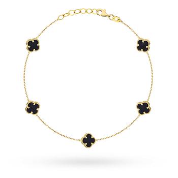 Bransoletka złota czarne koniczyny FUG2-B01061-585