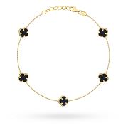 Bransoletka złota czarne koniczyny FUG2-B01061-585