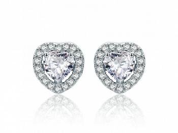 Kolczyki srebrne z białymi cyrkoniami serca KFUG050