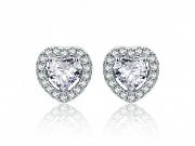 Kolczyki srebrne z białymi cyrkoniami serca KFUG050