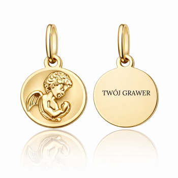Medalik z żółtego złota aniołek modlący się FUG5-M00050-585