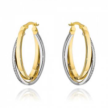 Kolczyki złote owalne z greckim wzorem w dwóch kolorach złota FUG7-17-K01260-2