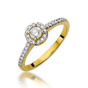 Pierścionek zaręczynowy z żółtego złota z brylantami 0,52ct