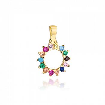 Zawieszka złota kółko z kolorowymi cyrkoniami FUG6-25-Z00414-2