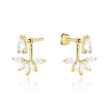 Kolczyki złote listki z cyrkoniami FUG7-K01781-585