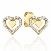 Kolczyki złote serca z białymi cyrkoniami FUG7-23-K00355-2