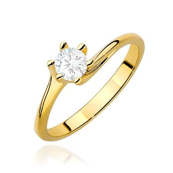 Pierścionek zaręczynowy z żółtego złota z diamentem laboratoryjnym 0,50ct