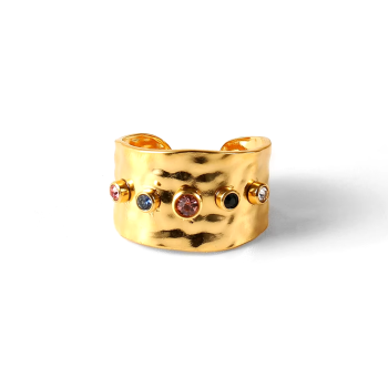 Pierścionek złoty z kolorowymi kamieniami FUGJDR201677