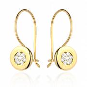 Kolczyki złote kółko z białymi cyrkoniami na biglu FUG7-4-K00958-2