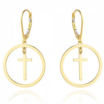 Kolczyki złote krzyżyki w kole na angielskim zapięciu FUG7-21-K00761-2