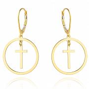 Kolczyki złote krzyżyki w kole na angielskim zapięciu FUG7-21-K00761-2