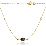 Naszyjnik złoty z diamentowymi kulkami i czarnym kamieniem FUG3-4-N00356-2