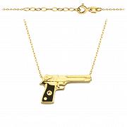 Naszyjnik złoty celebrytka pistolet z czarną rękojeścią FUG3-21-CN00272-2