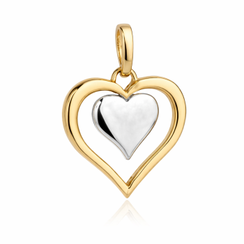 Zawieszka złoty kontur serca z pełnym sercem FUG6-21-Z00457-2