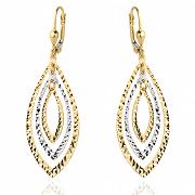 Kolczyki złote diamentowane listki na angielskim zapięciu FUG7-17-K01019-2