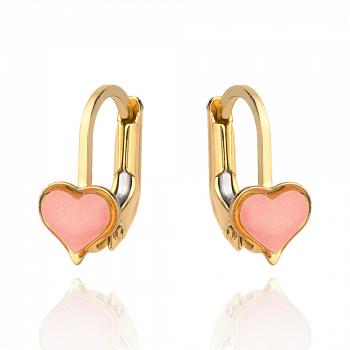 Kolczyki złote różowe serduszka na angielskim zapięciu FUG7-17-K00731-2
