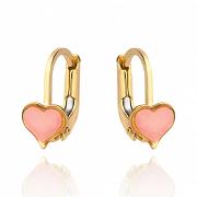 Kolczyki złote różowe serduszka na angielskim zapięciu FUG7-17-K00731-2