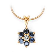 Złota zawieszka z diamentem i szafirami 3947S