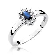 Pierścionek zaręczynowy z szafirem i brylantami 0.10ct