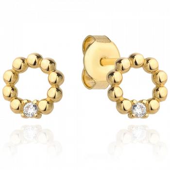 Kolczyki złote kółko z kulek z cyrkoniami FUG7-34-K01510-2