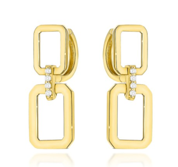 Kolczyki złote prostokąty z cyrkoniami FUG7-K01722-585