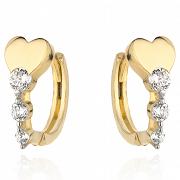 Kolczyki złote kółka serce i cyrkonie FUG7-17-K00772-2