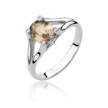 Pierścionek z białego złota z sułtanitem i brylantami 0,03 ct