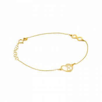 Bransoletka złota trzy serca i nieskończoność FUG2-14-B00437-2