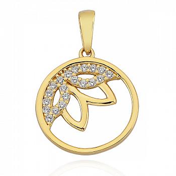 Zawieszka złota okrągła z cyrkoniami FUG6-21-Z00318-2