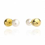 Kolczyki złote dwustronne kulka i perła FUG7-4-K00573-2